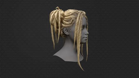 3d Model Two Buns Dreads Vr Ar Low Poly Cgtrader