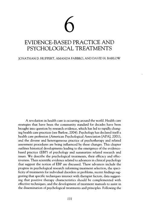 Pdf Psychological Treatments Andor Evidence Based Practice