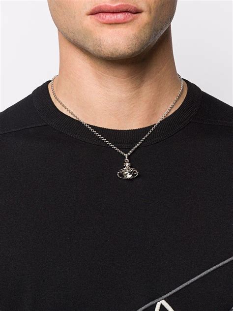 Vivienne westwood logo necklace with suede pouch and box. Vivienne Westwood Logo Pendant Necklace in Metallic for ...