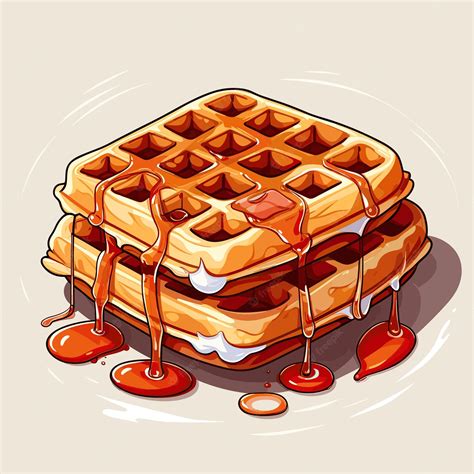 Premium Vector A Drawing Of Waffles With Syrup And Syrup On It