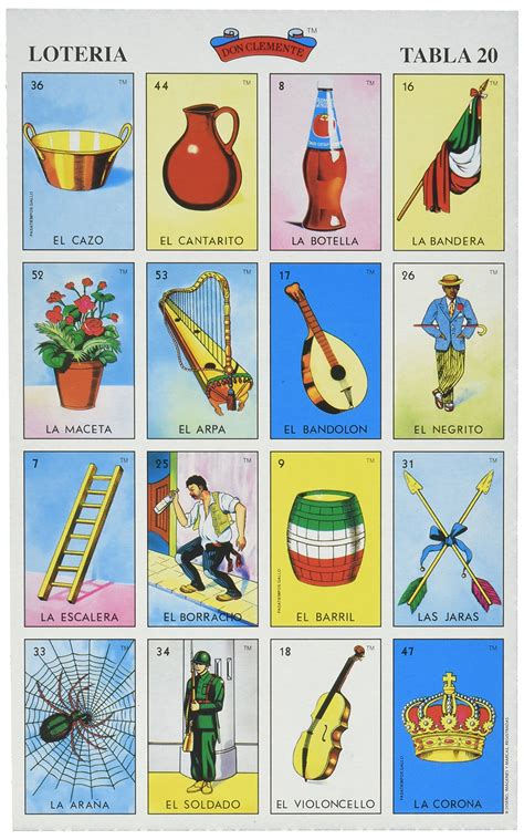 Buy Don Clemente Autentica Loteria Mexican Bingo Set 20 Tablets Colorful And Educational Online
