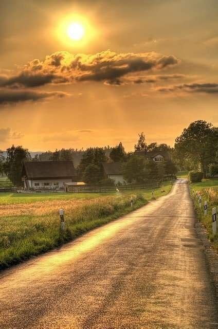 Scenic Country Landscape Country Roads Sunset Road Country