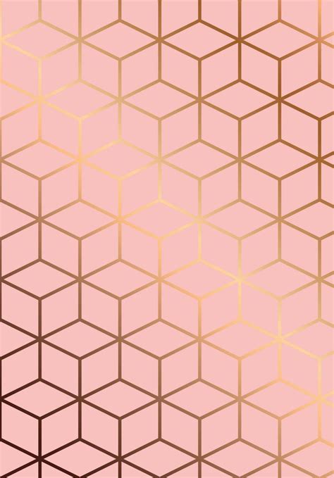 Wallpaper Cubes Rose Gold Geometric Papel De Parede De Ouro Papel