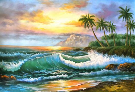 Tropical Seascape Painting By Studio Artist