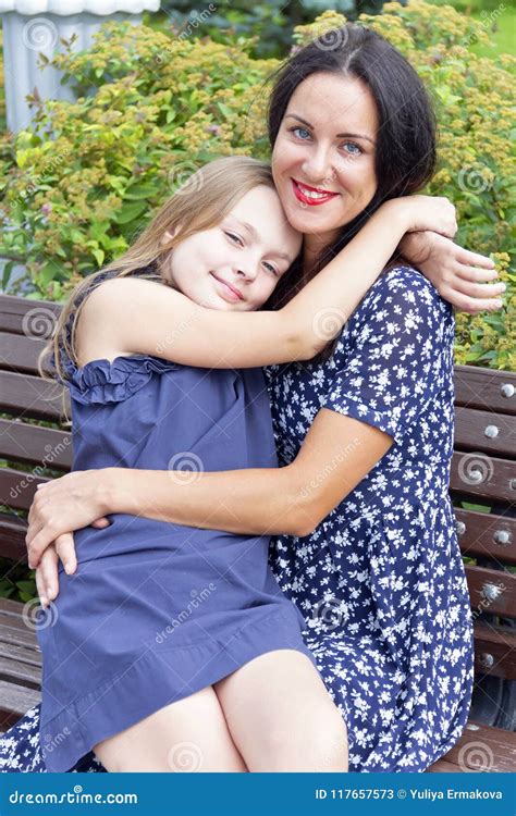 Loving Brunette Mother And Blond Daughter Stock Image Image Of Girl