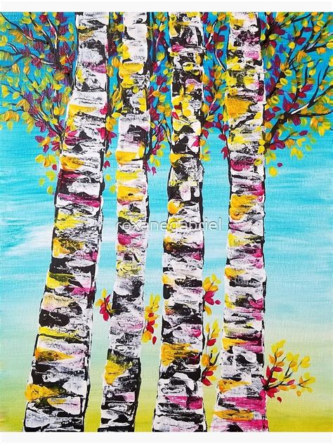 Four Sisters Abstract Trees Acrylic Painting Wall Decor Colorful