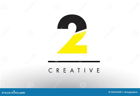 2 Black And Yellow Number Logo Design Stock Vector Illustration Of