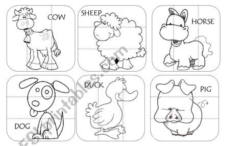 Listed below is a terrific photo for farm animals printables pdf. FARM ANIMALS PUZZLE - ESL worksheet by lapaoiza