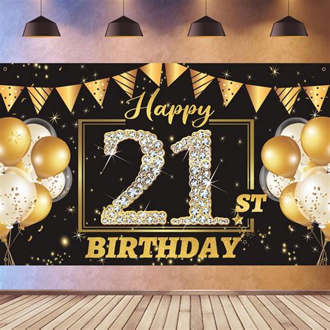 Buy 21st Birthday Decorations Backdrop Banner Happy 21st Birthday