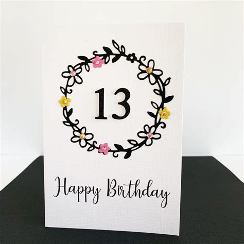 Floral Happy 13th Birthday Card Happy Birthday Cards Handmade Simple