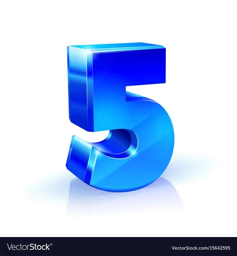 Glossy Blue Five 5 Number 3d Royalty Free Vector Image