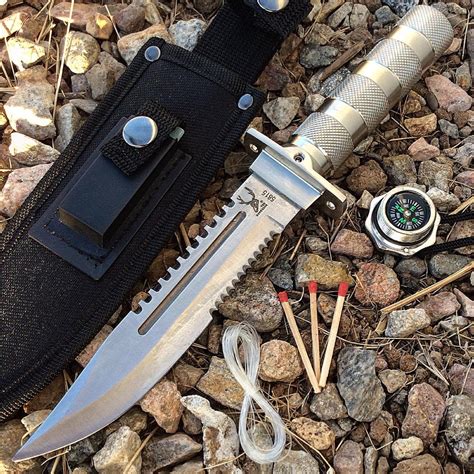 105 Hunting Knife Survival Knife With Sheath Heavy Duty With Compass