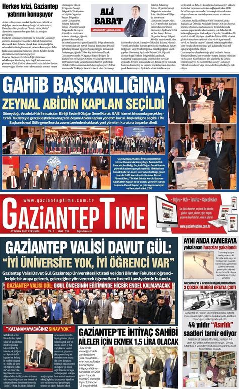08 Nisan 2022 tarihli Gaziantep Time Gazete Manşetleri