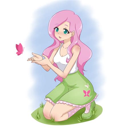 1399335 safe artist gamerdiji fluttershy butterfly human g4 anime clothes cute