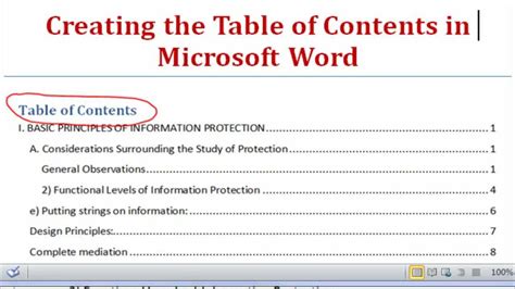 The chicago manual of style. Creating the Table of Contents Using Microsoft Word 2007 ...