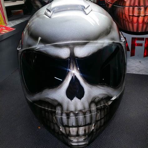 Helmet speakers will transform your helmet into a mobile communication system that's easy to set up and safe to use while riding. White skull motorcycle helmet in Bad Boys for Life