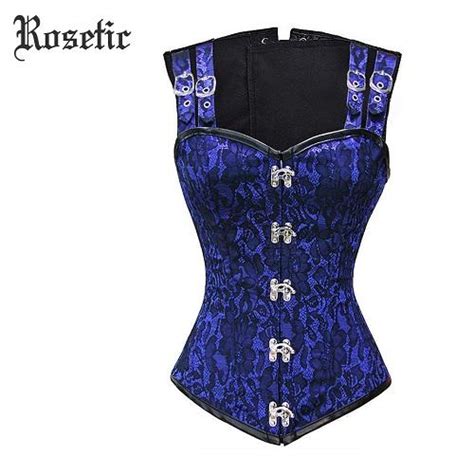 rosetic gothic vintage medieval corset bustiers floral print lace patchwork rivet thin bandage
