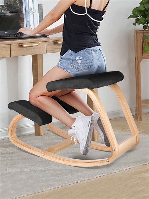 Vevor Wooden Ergonomic Kneeling Chair Memory Seat Cushion Relieving