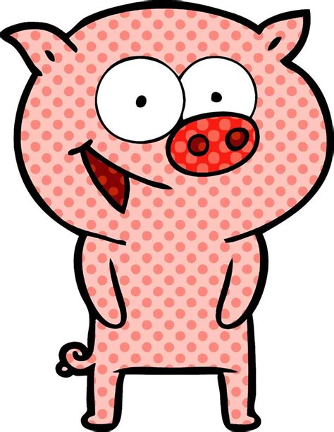 Cheerful Pig Cartoon 12404480 Vector Art At Vecteezy