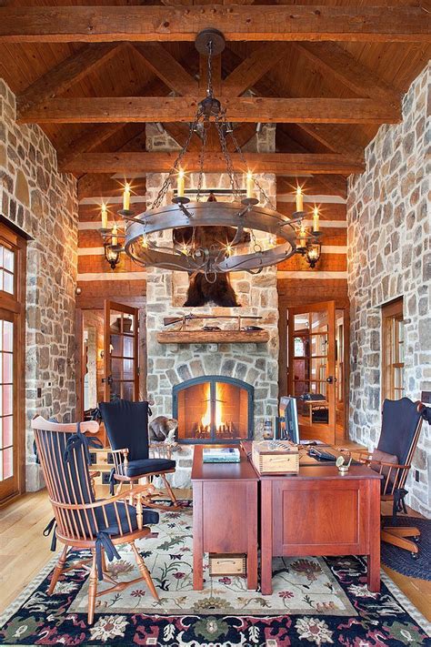 15 Exquisite Home Offices With Stone Walls Traditional Home Office Traditional Home Offices