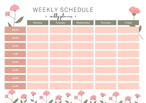 Cute Aesthetic Weekly Schedule Template Orion Velazqu