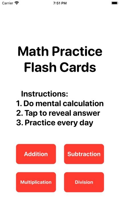 Math Practice Flash Cards By Easy Simple Smart
