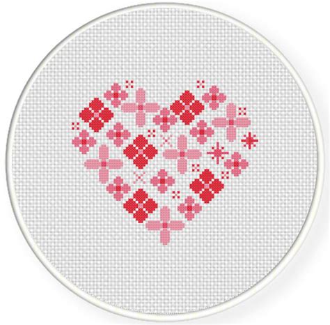 Charts Club Members Only Flowers Heart Cross Stitch Pattern Daily