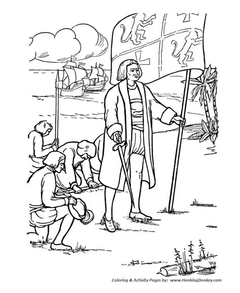 Christopher columbus coloring pages are a fun way for kids of all ages to develop creativity, focus, motor skills and color recognition. Columbus Day Coloring Pages | Columbus lands in the New ...