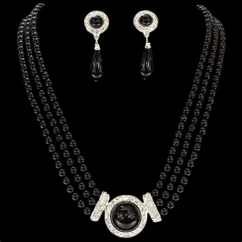 Pearl Necklace Set Mara Splendid Black Pearl Necklace Set Oz Bling