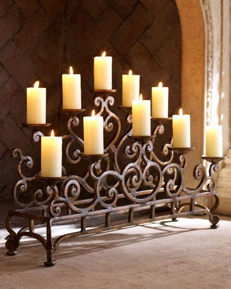 Parker recycled glass & bronze wall mount pillar candle holder. Ambella Fireplace Candelabrum