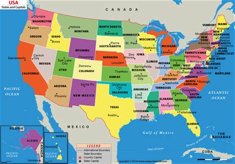 Estados Unidos Estados Y Capitales Mapa En 2020 Mapa De Estados Unidos