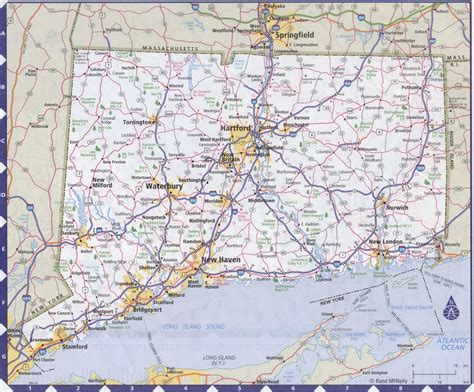 Map Of Connecticut State With Highways Roads Cities Counties