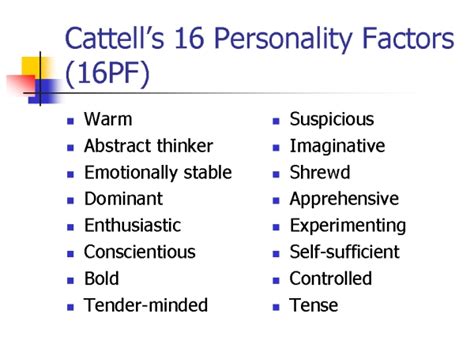 Cattells 16 Personality Factors 16pf