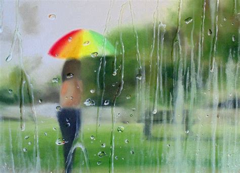 How To Paint Rain On The Window Rain Painting Pastel Painting White