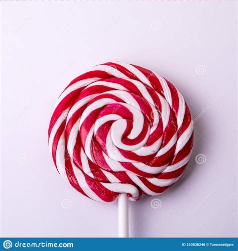 Red And White Striped Lollipop Candy On A Stick Stock Photo Image Of