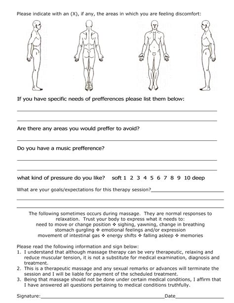 Massage Intake Form I Like The Majority Of This Form But I Would Add Quite A Bit Of