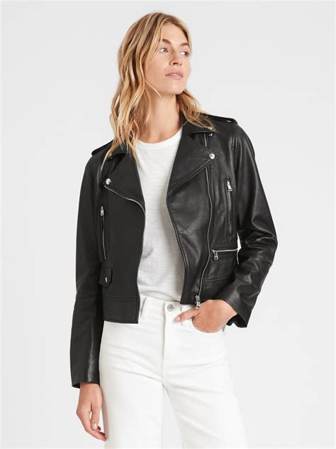 banana republic classic leather moto jacket best leather jackets 2020 popsugar fashion photo 5