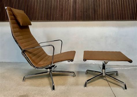 Aluminium Lounge Chair Ea 124 And Ottoman Ea 125 By Charles And Ray Eames