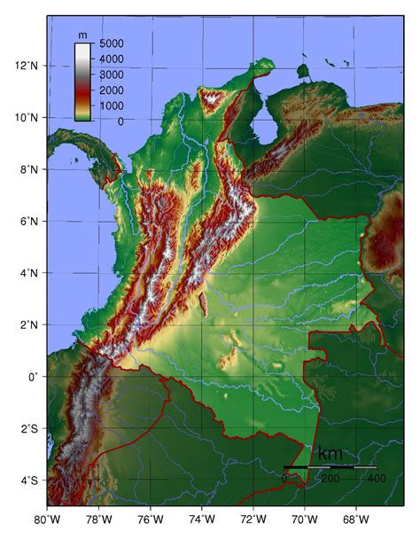 Large Physical Map Of Colombia Colombia South America Mapsland