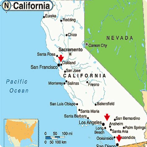 Santa Barbara On Map Of California Cities And Towns Map