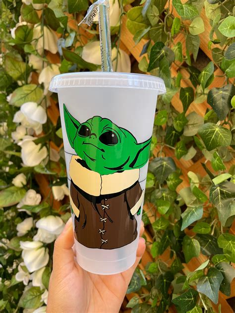 Baby Yoda Starbucks Cold Cup Grogu Personalized Tumbler Etsy