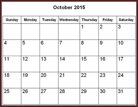 Free Printable October 2015 Calendar Clipart 20 Free Cliparts