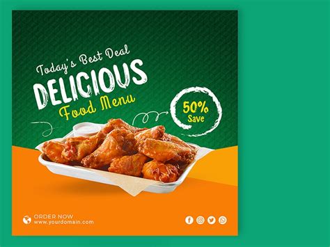 Delicious Food Social Media Post Template Uplabs