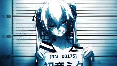 Download Bad Girl Anime Miku Mugshot Wallpaper