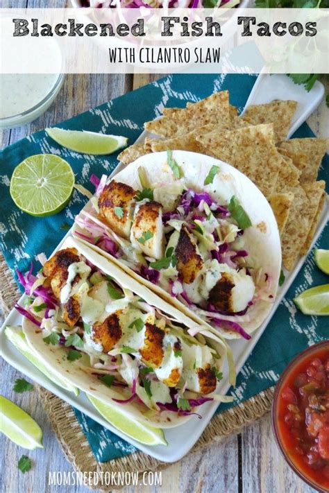 Combine all of the slaw ingredients in a large bowl and mix well. Blackened Fish Tacos with Cilantro Slaw | Recipe | Recipes ...