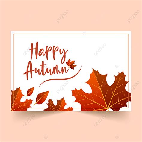 Happy Autumn Greeting Card White And Leaf Illustration Template