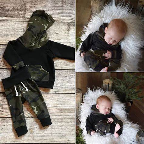 2pcs Set Newborn Boy Camouflage Clothes Infant Toddler Long Sleeve