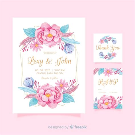 Free Vector Floral Wedding Stationery Template Pack