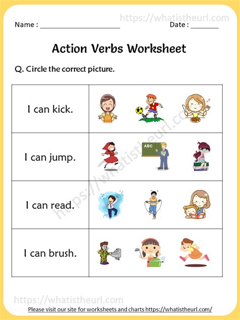 This page is filled with over 300,000+ pages of free printable worksheets for 1st grade including both worksheets, games, and activities to make learning math, language arts. action-verb-worksheets-1st-grade - Your Home Teacher