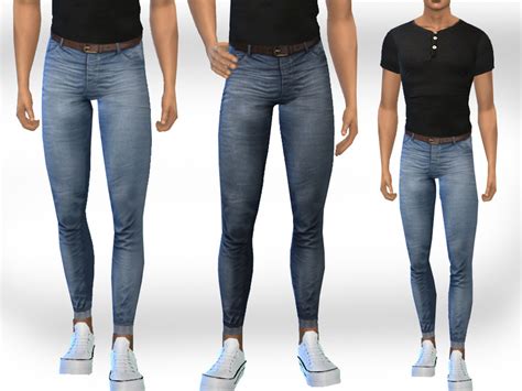 Male Sims Skinny Fit Jeans With Belt The Sims 4 Catalog